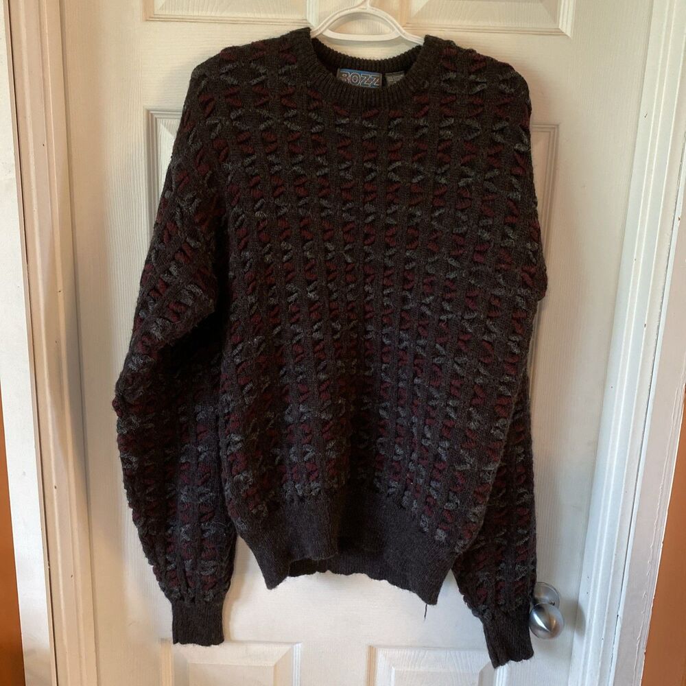 Vintage Bozz Sweater Men’s Size Large Chunk Knit 80’s Wool Blend
